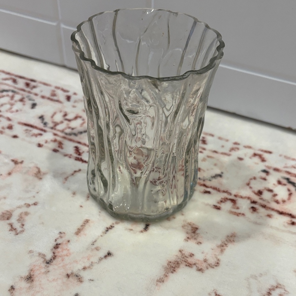 Textured Glass Tree Trunk Plant Pot